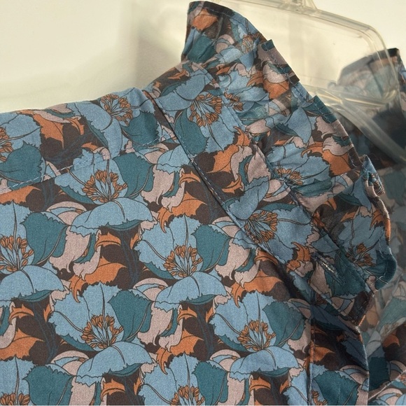 Gilber Gilmore Nicki Ruffle Cropped Cotton Button Down Blouse VTG Floral Print - Picture 3 of 10